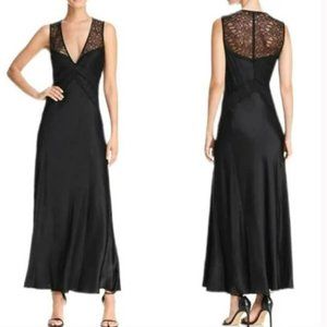 Donna Karan Black Lace Inset Long Length Dress Size 10